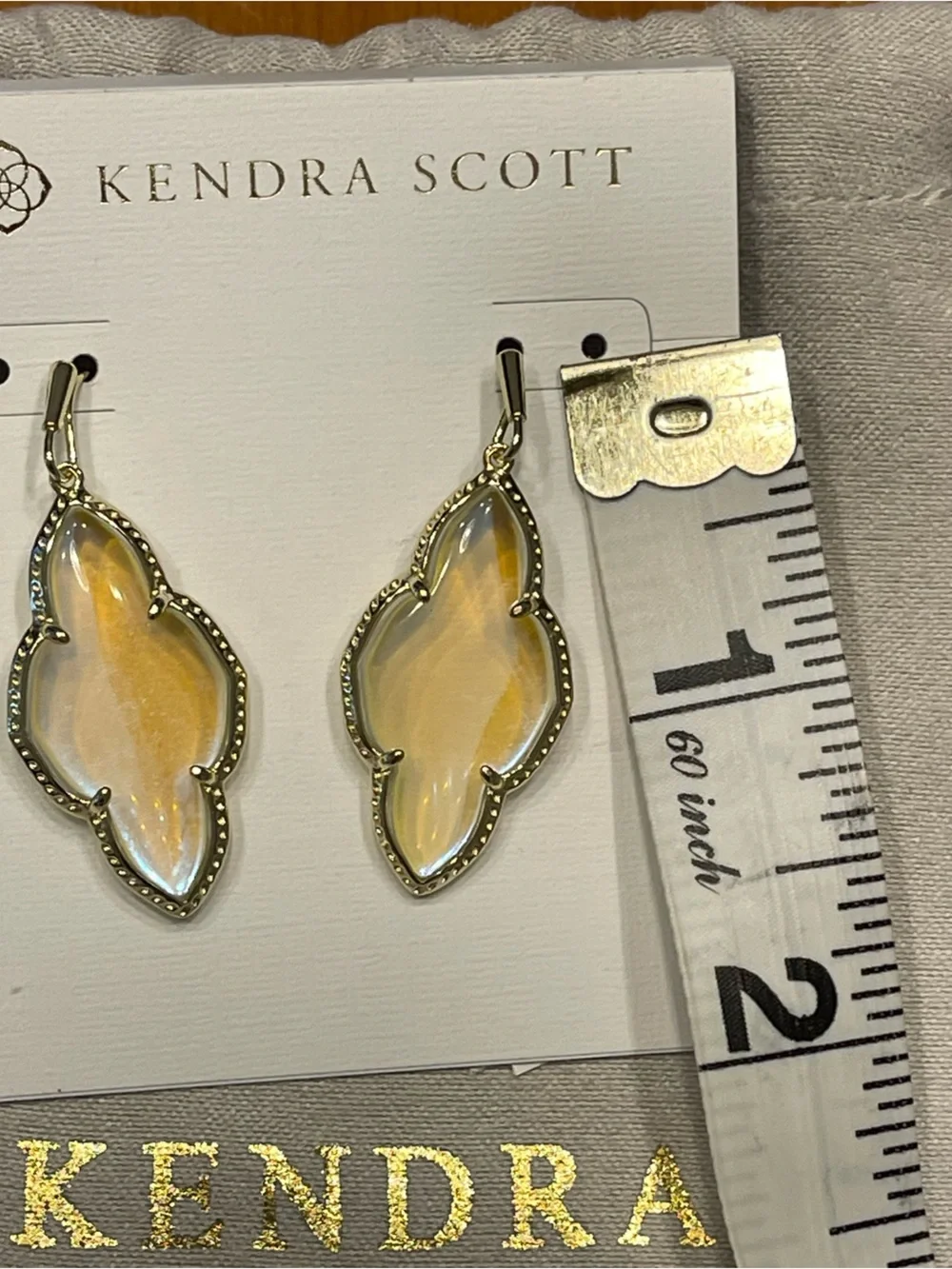Kendra Scott Abble Drop Earrings gold dichroic glass
